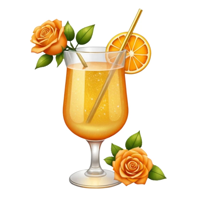 Glittery with orange roses gold mocktail sticker