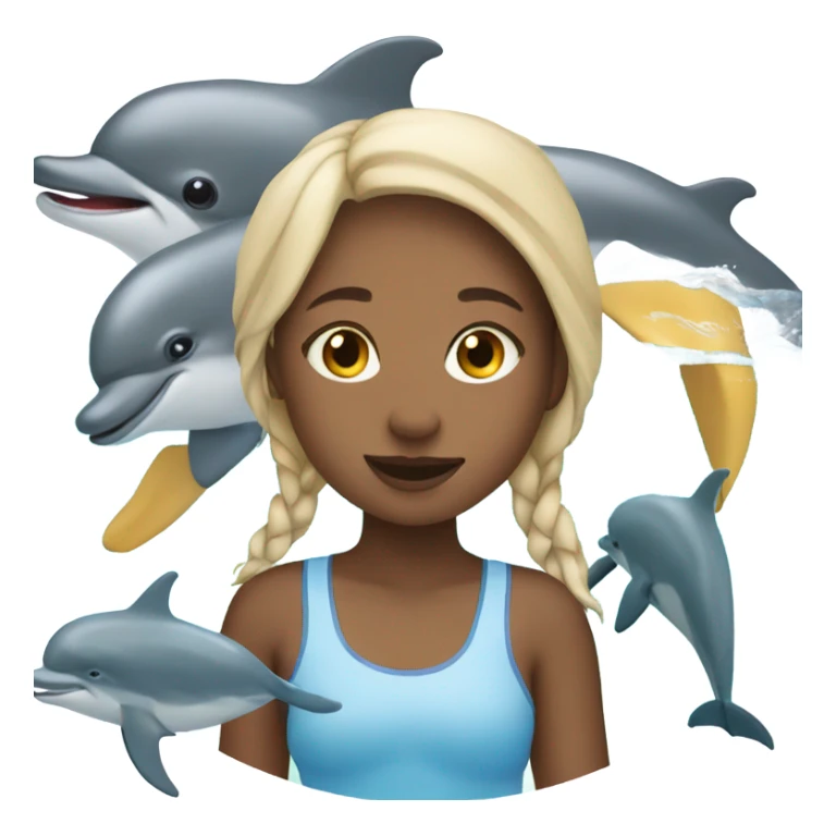 Girl swimming with dolphins sticker