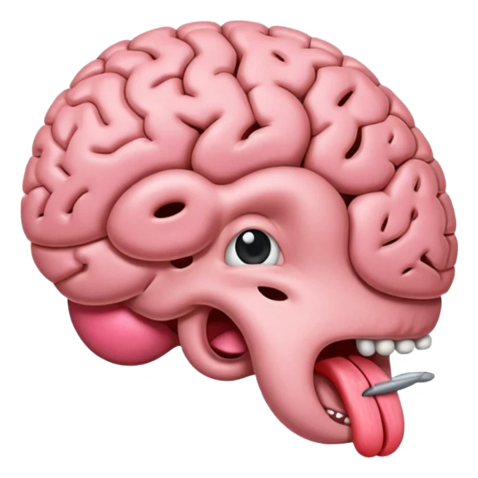 Tongue sticking out of brain with extra grey matter and sopping sticker