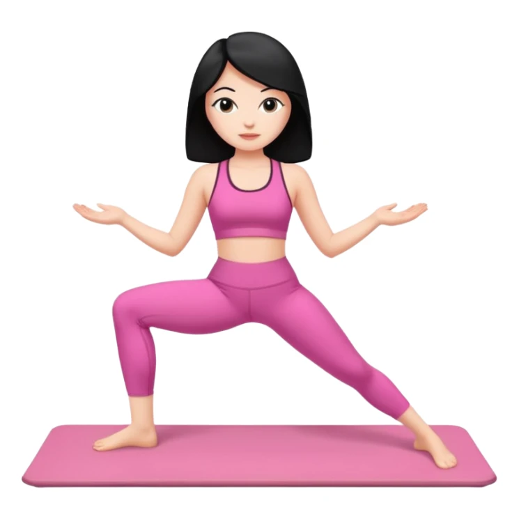 White girl with black hair pilates pink sticker