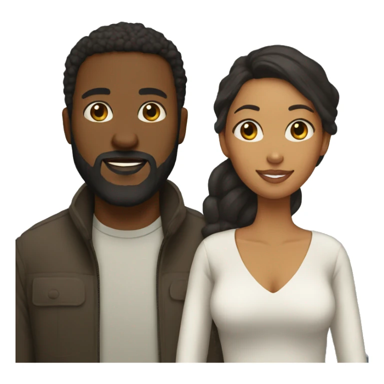 Couple black man with beard and mixed race woman sticker
