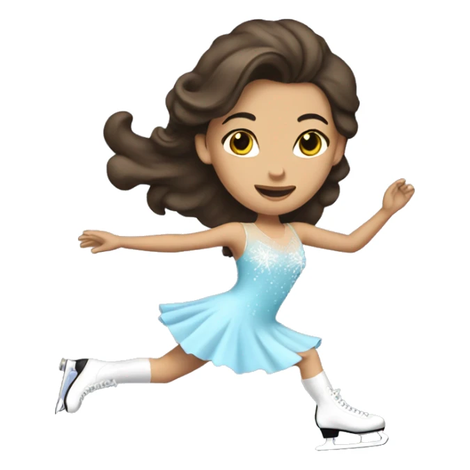 brunette ice skating in a dress sticker