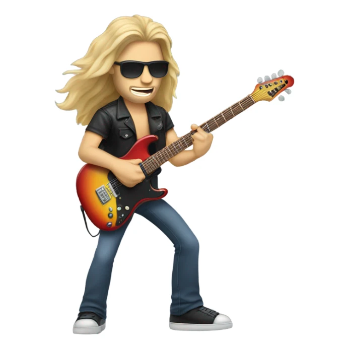 Caucasian man with long hair with sunglasses on playing electric guitar sticker