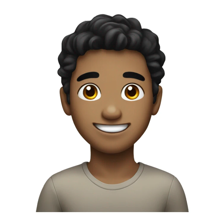 happy face boy with black hair and black eyebrows  sticker