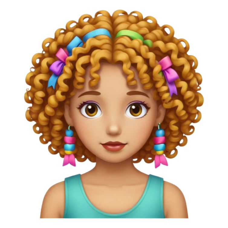 girl with curly hair and colorful barrettes sticker