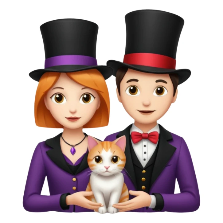 magician couple and their pet cat sticker