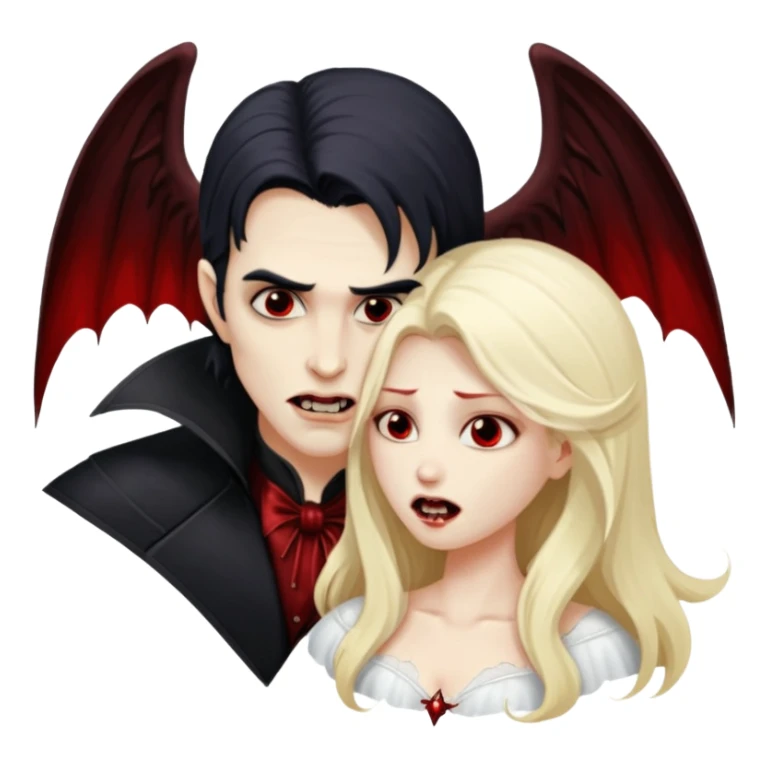 Vampire man biting angel woman sticker