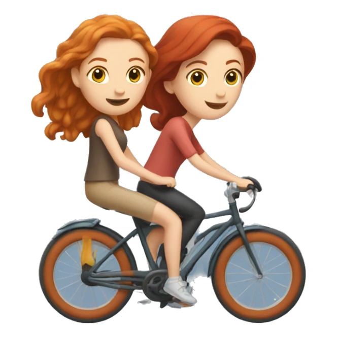 Brunette girl and a redhead girl riding bikes sticker