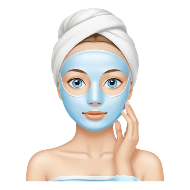 Lady with blue eyes face cream mask spa beauty full face relaxing sticker