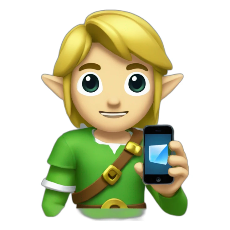 Link (Legend of Zelda) holding an iPhone sticker