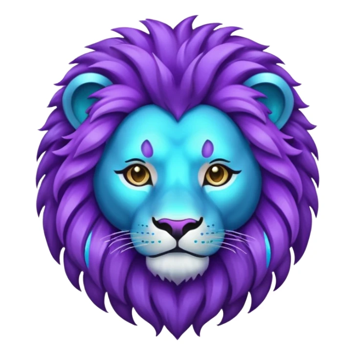 glitter purple and cian lion sticker