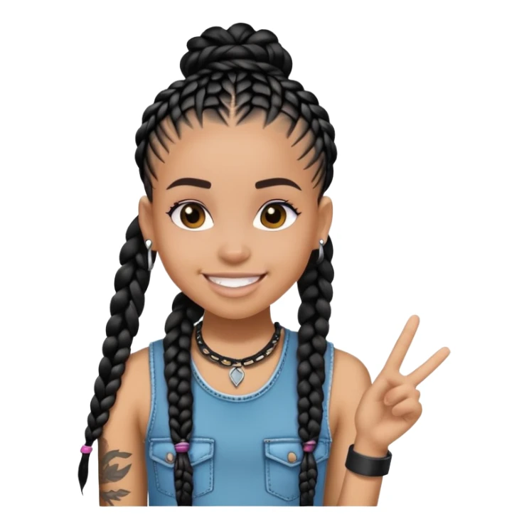 Black Lightskin, Girl, With full punk with black braids sticker