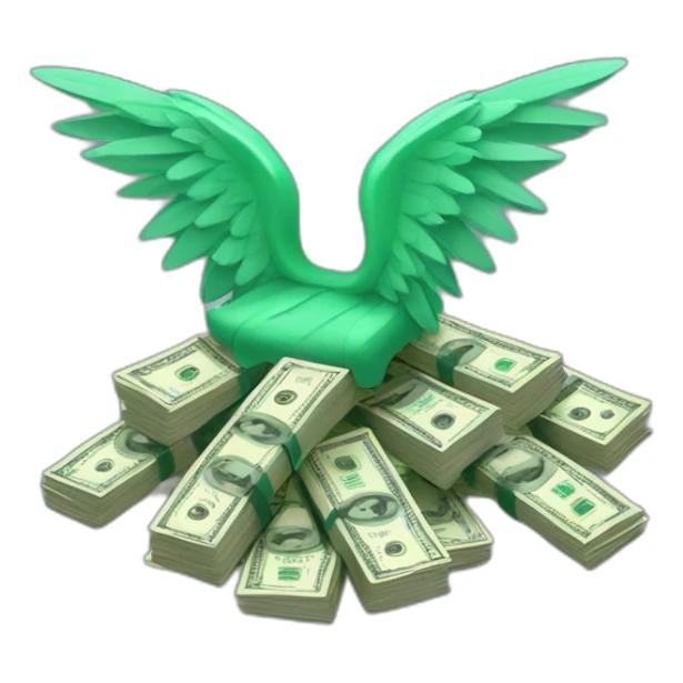 pile of cash with wings 3d emoji sticker