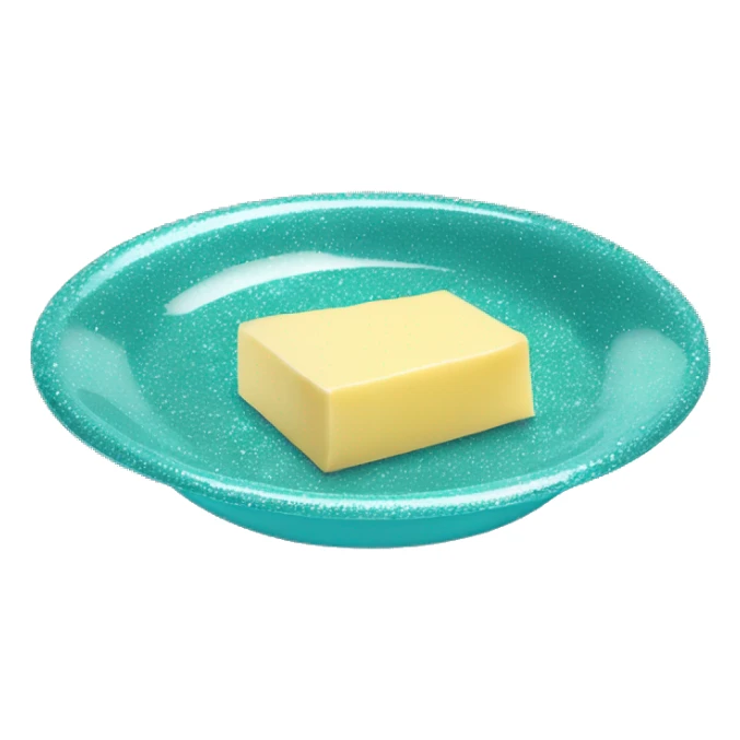 Realistic small tiffany blue glitter plate with butter stick on it. sticker