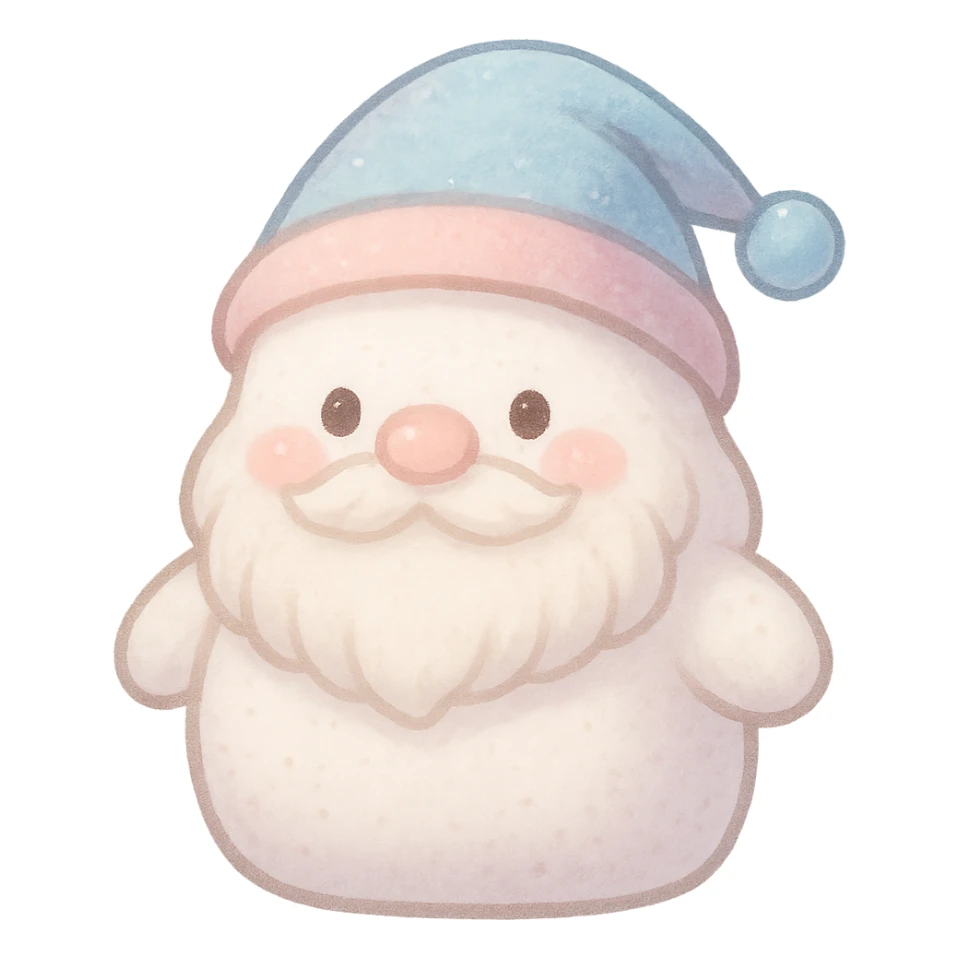 cute marshmallow shaped like a dwarf, rounded, soft, fantasy style, white and pastel colors sticker