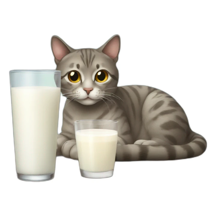 Cat with glass of milk sticker