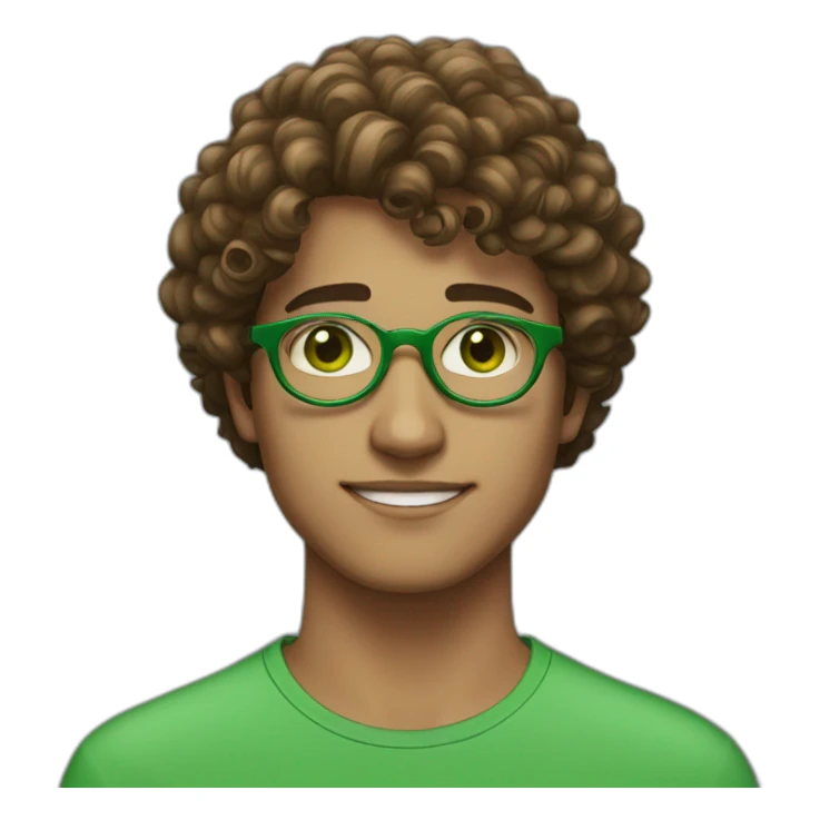 pakistani lighter skinned 19 year old guy with green eyes and curly brown hair and circular green glasses sticker