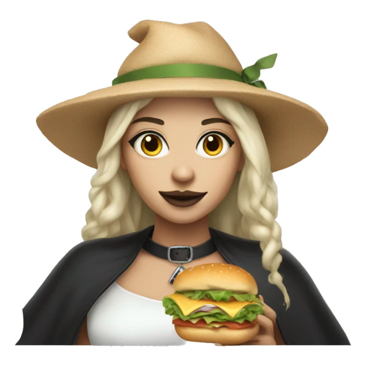 Fair skinned Witch with a choker and a sandwich sticker