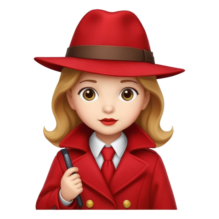 Baby Carmen Sandiego with red hat and coat, cute detective sticker