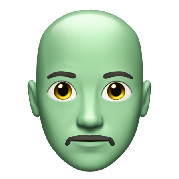 Pastel green bald male with goatee cyborg with circuitry sticker