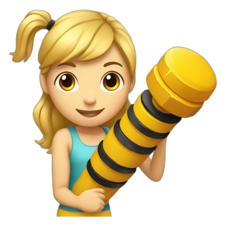 Honey bee girl with dumbbell sticker