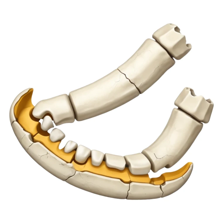 Detached jawbone lying cracked on the ground. sticker