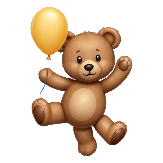 Brown Teddy floating up with one balloon in his paw sticker