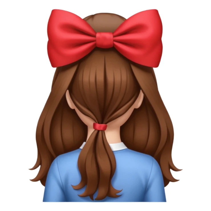 girl from behind with long brown hair with bow c sticker