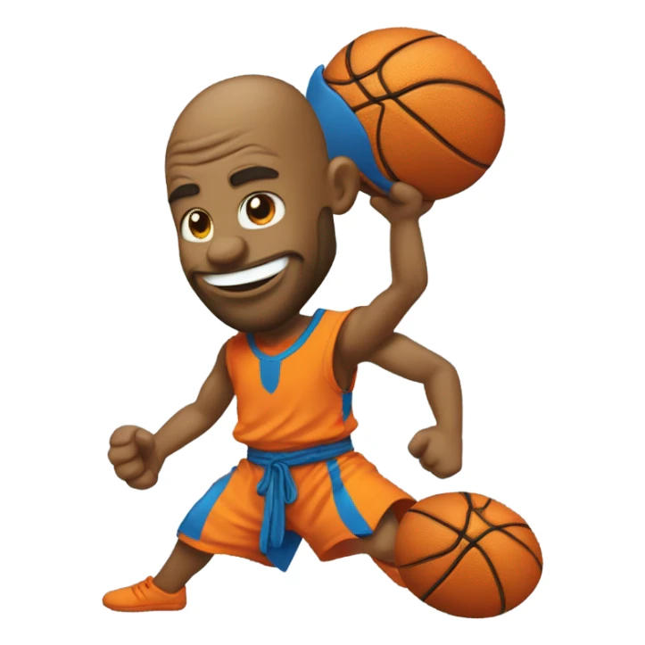 A blue and orange basketball God! sticker