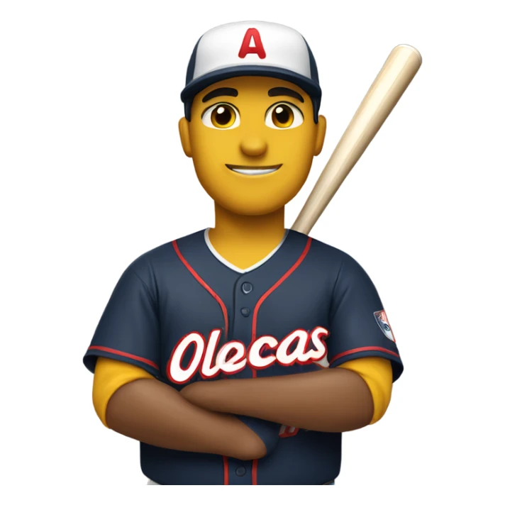 A baseball player with a jersey that says Olmecas sticker