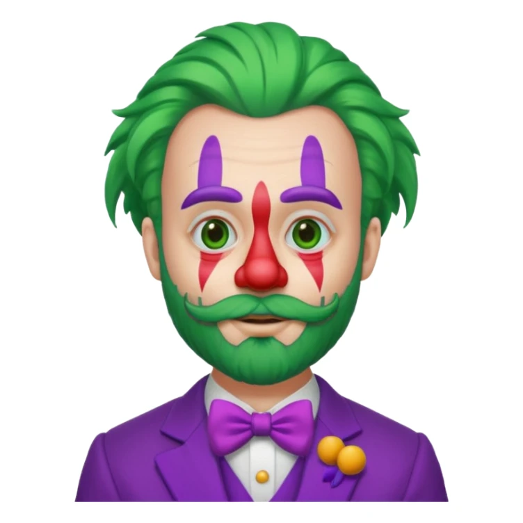 clown with beard, green hair, purple suit sticker