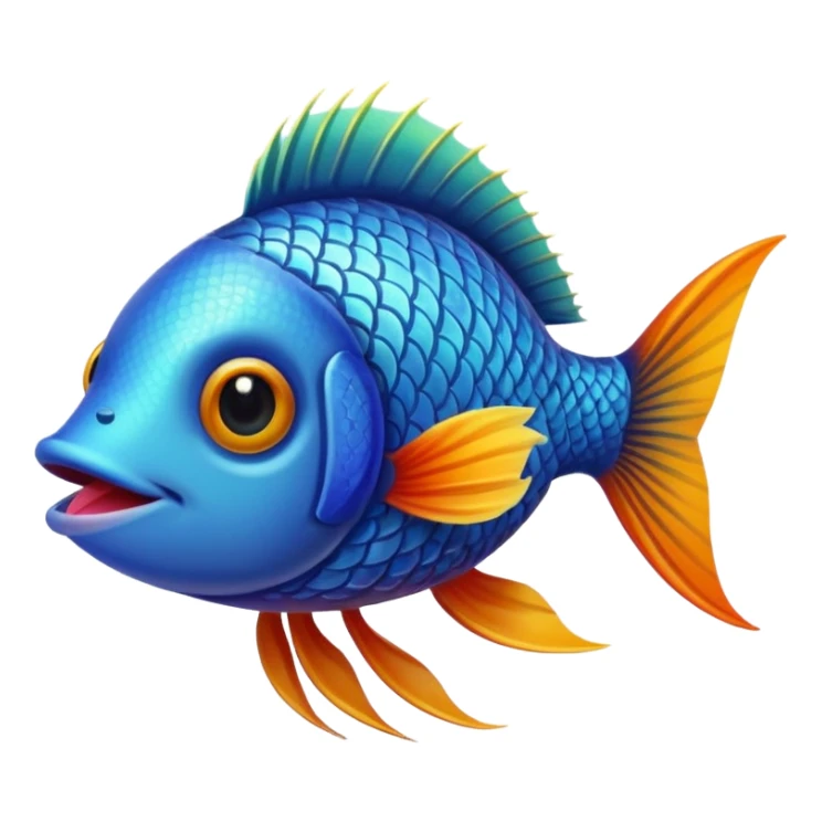 A fish holding a plant with its mouth sticker
