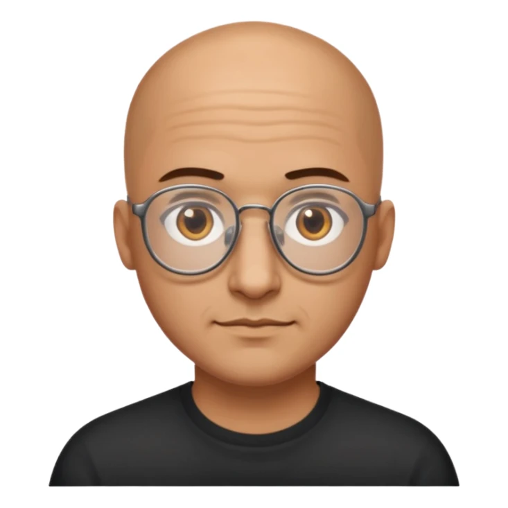 papà calvo occhi marroni e occhiali con doppio ponte sticker