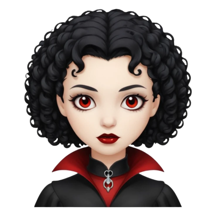 A black vampire girl with short curly hair sticker