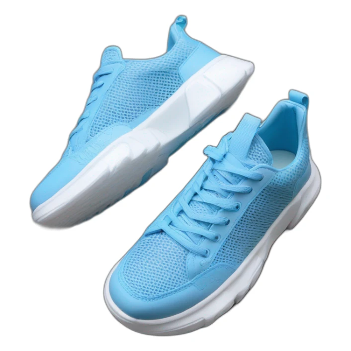 Ribber-trimmed mesh pvc sneakers blue sticker