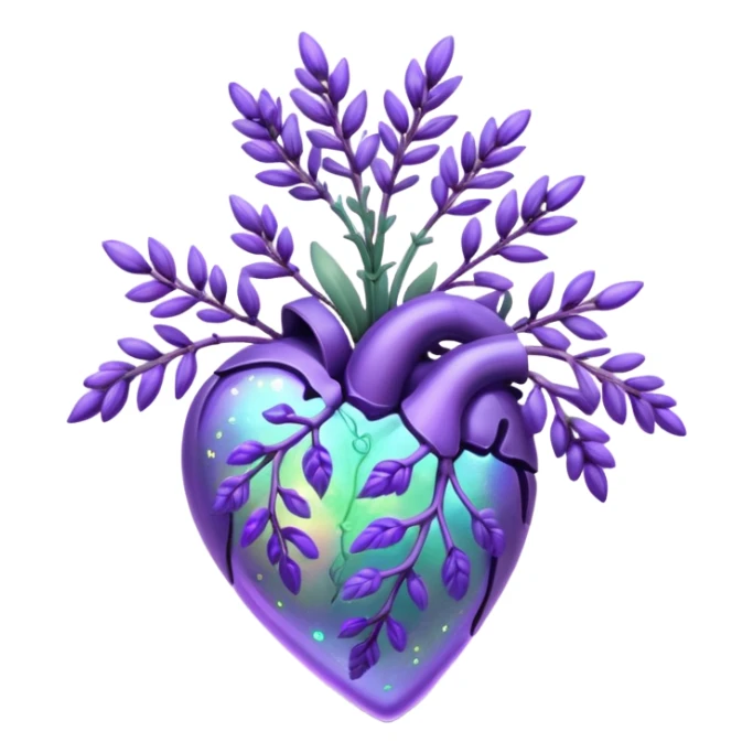 create a holographic lavender plant that wraps around a lavender colored heart sticker