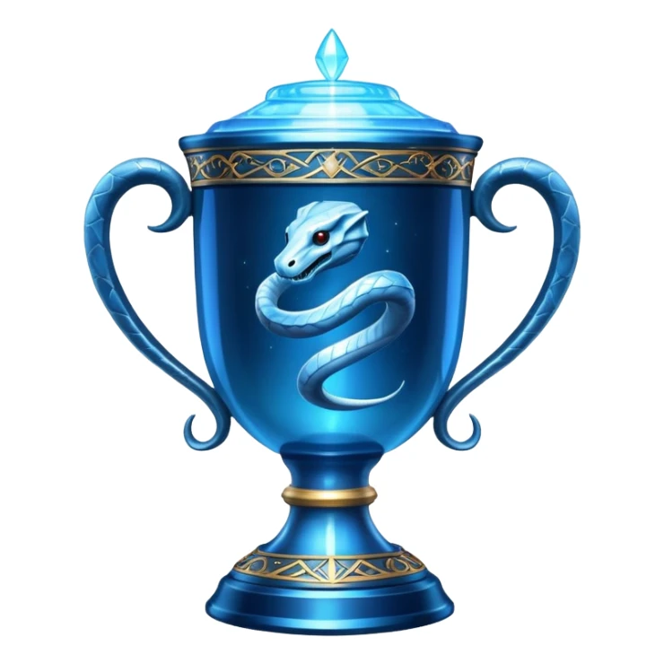 Harry Potter Triwizard Cup trophy with snake handles, blue glowing magical cup sticker
