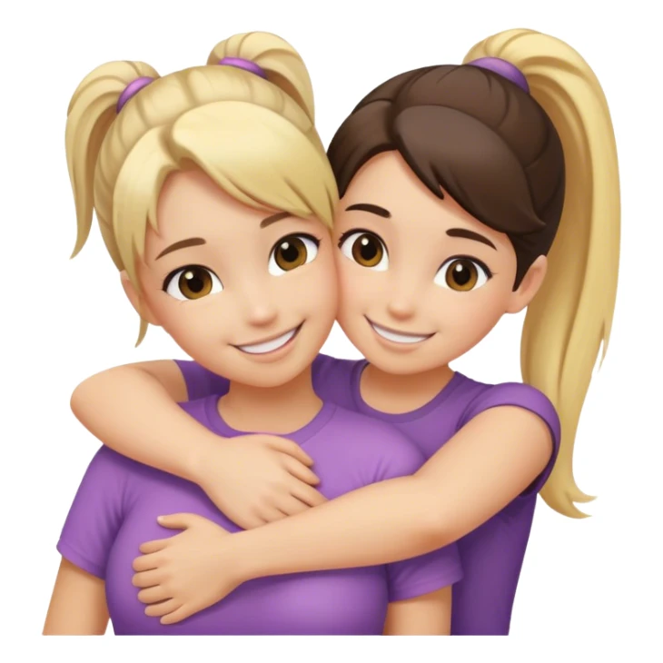 Blond girl hugs brunette girl sticker