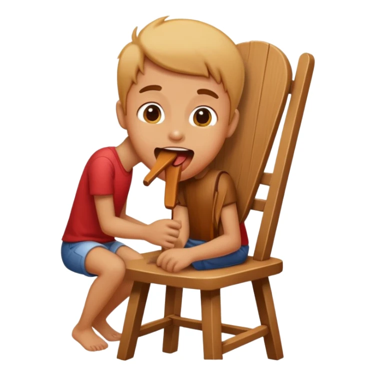 Person licking a chair sticker