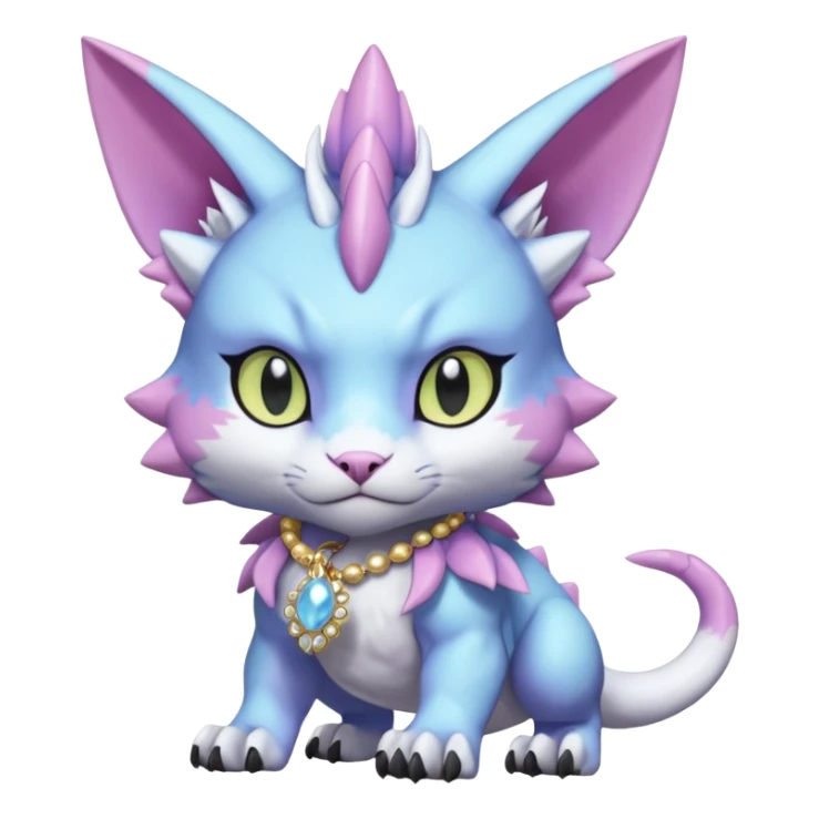 Colorful pastel silky smooth soft pastelcore aesthetic lifelike hyperrealistic abyssal garurumon-purloin-feline-Fakemon-Digimon-creature wearing a cool casual fashionable aesthetic clothes and accessories and jewelries and apparels fursona (full body)  sticker