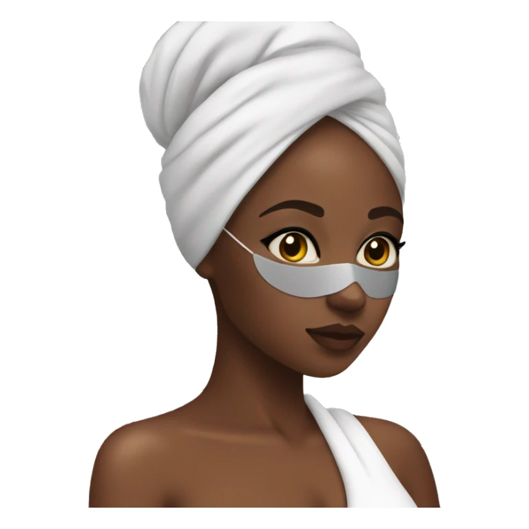 black girl at the spa with eye mask sticker