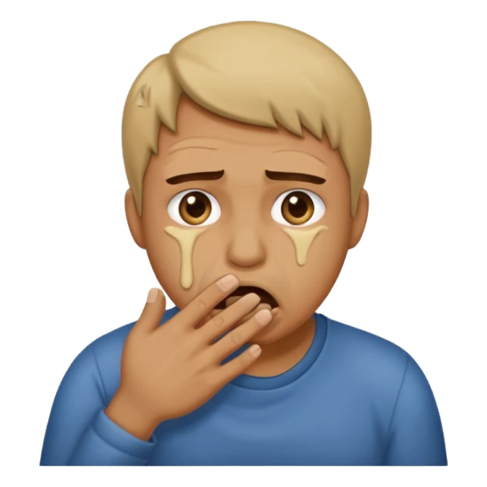 Disgust - strong feeling of revulsion or aversion -  about to vomit. hand over mouth sticker