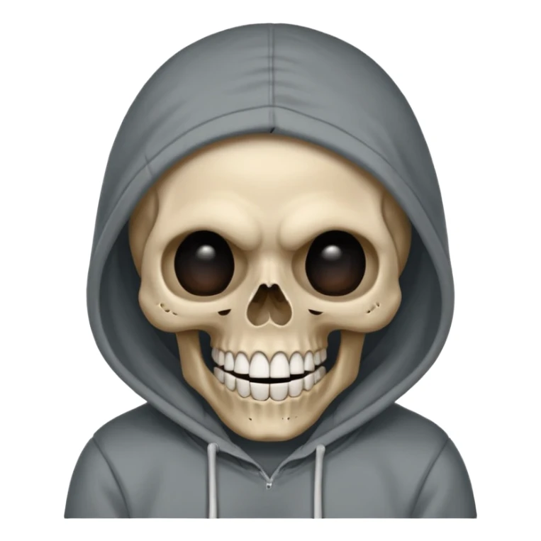 Laughing empty skull with no eye balls in a hoodie sticker