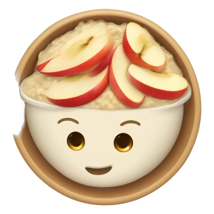 Porridge with apple slices in a bowl sticker