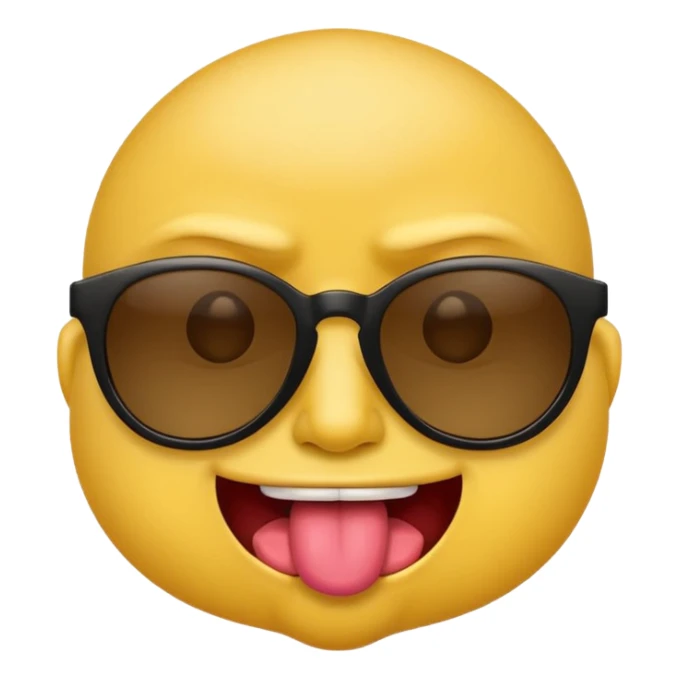 arrogant emoji wearing dark sunglasses sticking its tongue out sticker