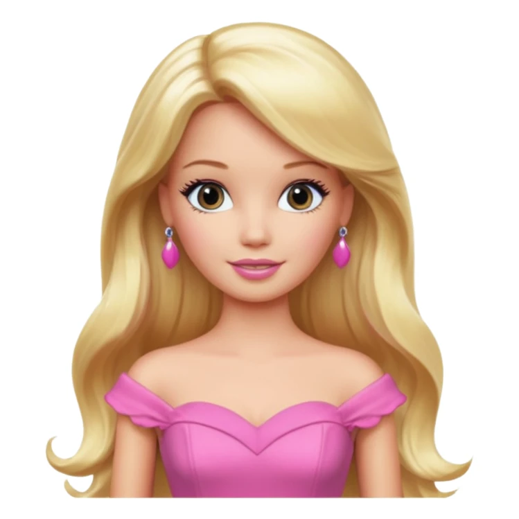 barbie, long blonde hair, pink dress sticker