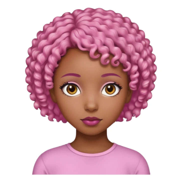 black girl with pink short curly hair sticker
