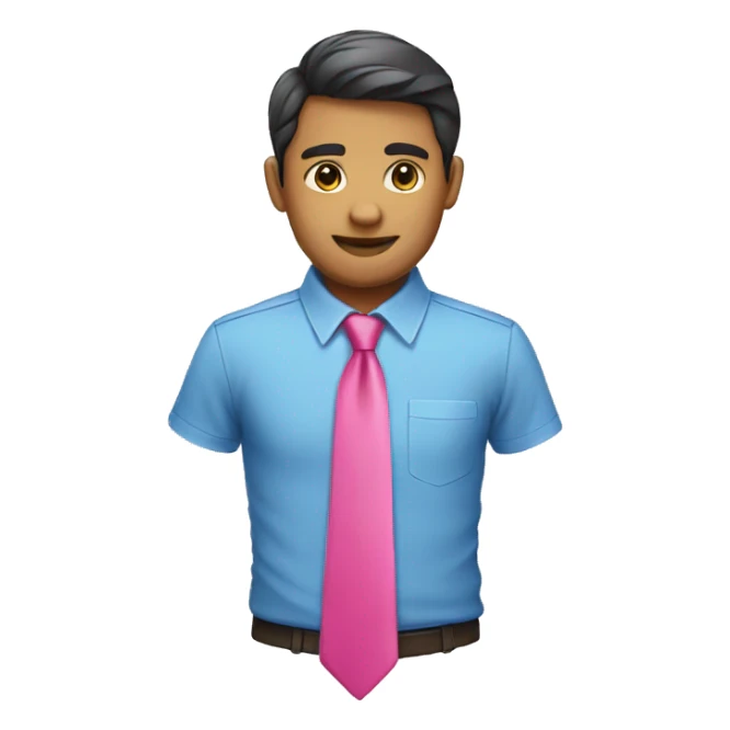 blue shirt and a pink tie sticker