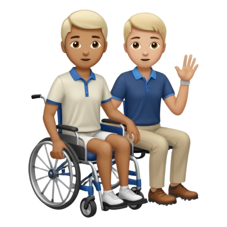 a golfer knocking someone off of their wheelchair sticker