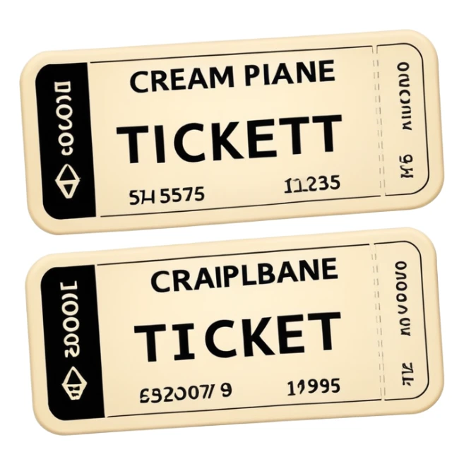 Two cream airplane tickets sticker
